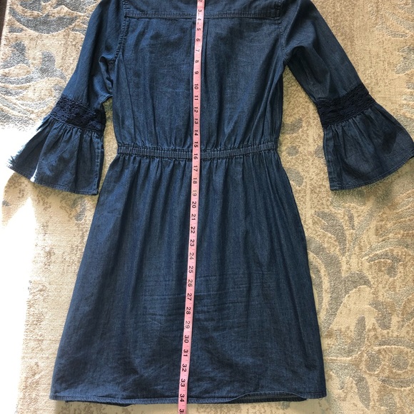 DEX denim jean dress crochet Bohemian romantic feminine gypsy small hippie - Picture 8 of 15